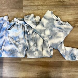 Blue and White Tie-Dye Loungewear Set